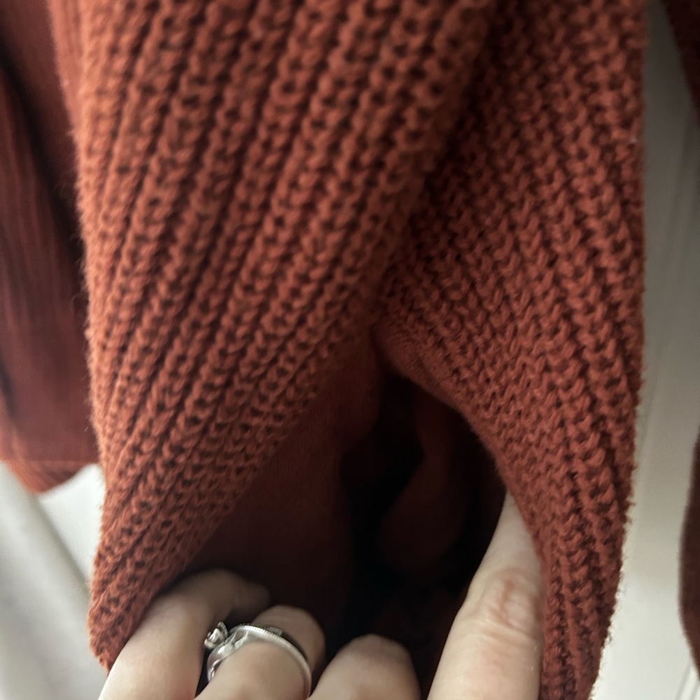 Universal Thread Medium Rich Burgundy Rust Open Front Knit Cotton Cardigan - Picture 4 of 6